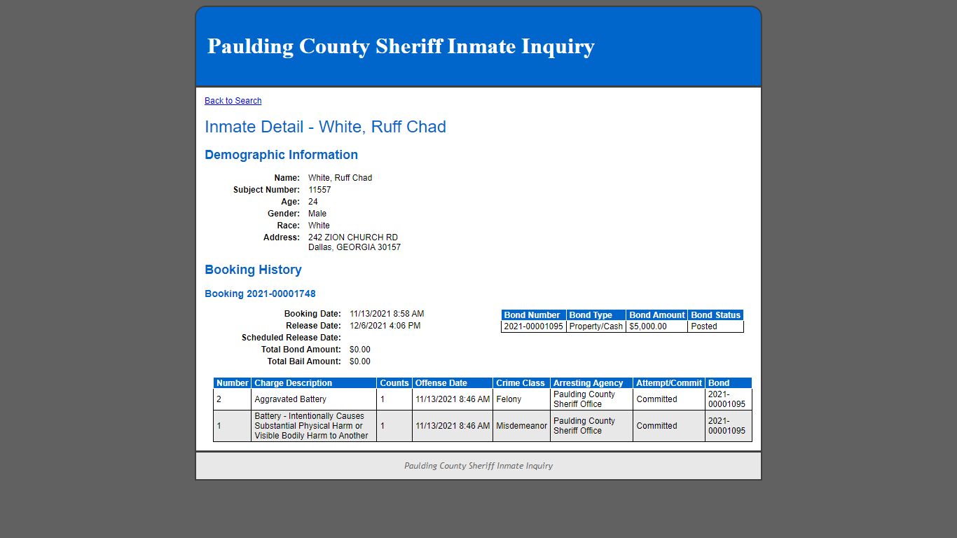 Inmate Detail - White, Ruff Chad - inmate.paulding.gov:9443